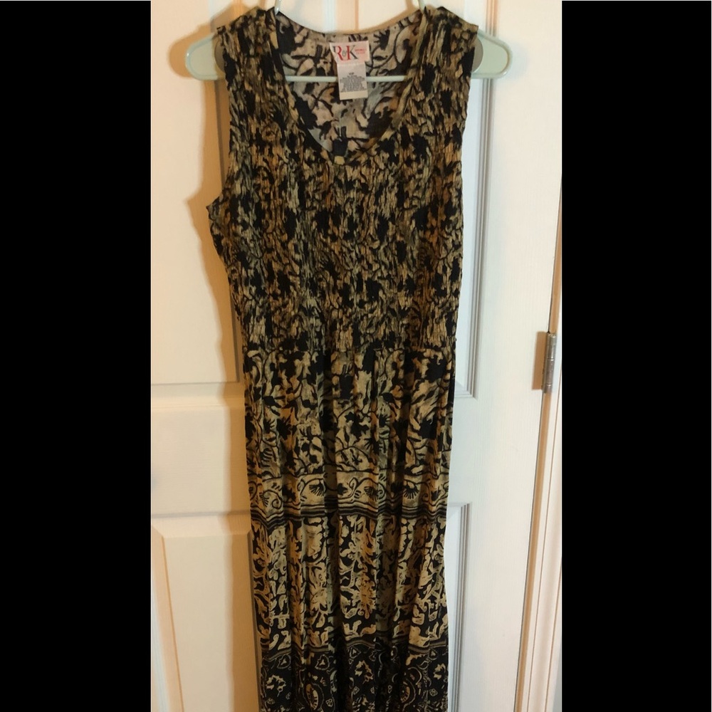 R & K, Women’s, Maxi Dress, Beige and Black Design, Size 10P